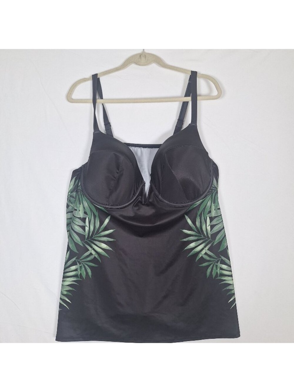 Cacique Swim Tankini Black Leaf size 46C